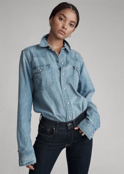 Women's Polo Ralph Lauren Denim Western Shirts | 652137VEI